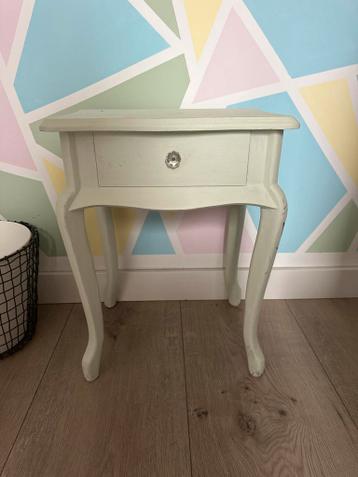 Vintage Nachtkastje/Bijzettafel met Lade - Lichtgroen