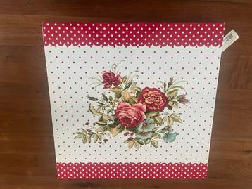 Wandbord Clayre & Eef (rood/wit) rozen motief