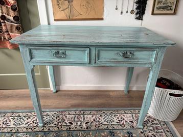 Blauwe vintage bureau/tafel voor meisjes (100x56x76 cm)