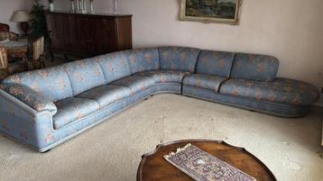 Vintage Hoekbank met Bloemenprint - Blauw