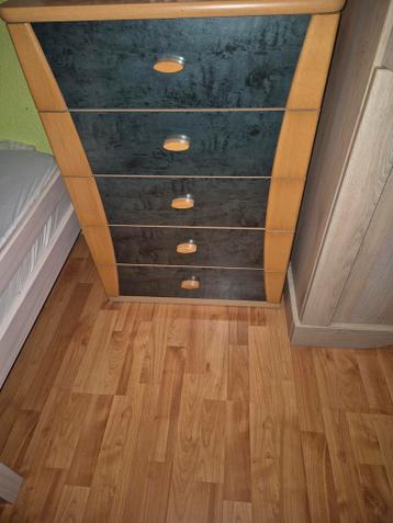 Commode met 5 laden - Hout en donkergroen