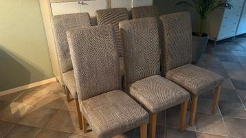 Eetkamerstoelen 6x hout/stof