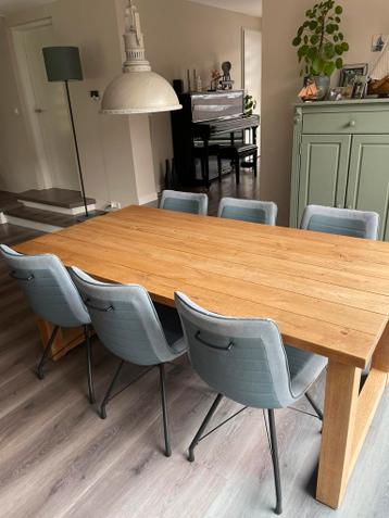 6 eetkamerstoelen, lichtblauw met goed zitcomfort