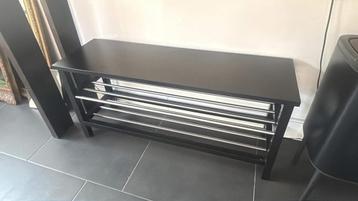 IKEA Zwart Schoenenbankje met Metalen Rekken