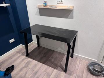 Modern Buro Tafel met Glazen Plaat - Zwart