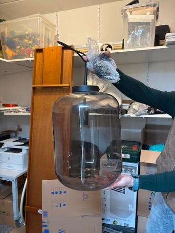 Blauwe glazen hanglamp plafond 40 cm