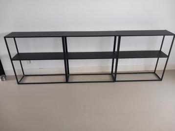 Zwart metalen wandrek/boekenplank - 3 delen