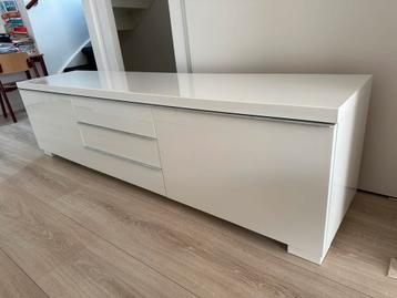 Hoogglans witte TV Meubel met lades en opbergruimte