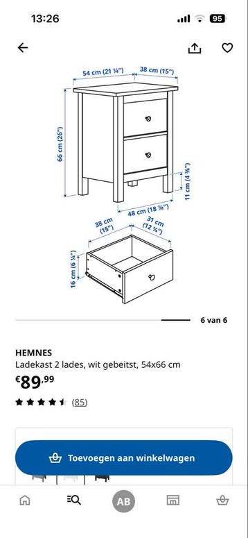 Set van 2: Ikea Hemnes nachtkastjes - opknapper
