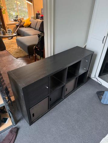 IKEA Kallax kast met deuren, lades en bakken - Zwartbruin