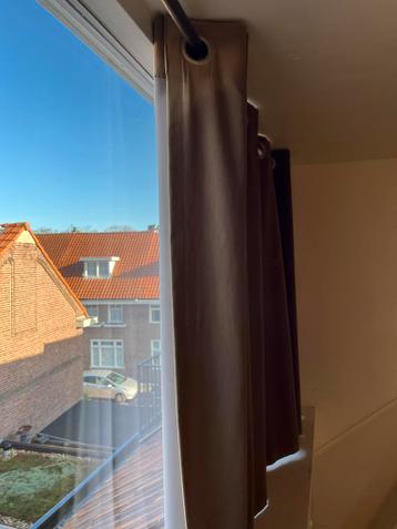 Gordijnen met roede - bruin, verduisterend