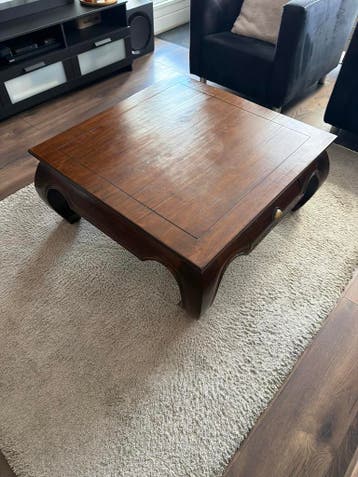 Opium Salontafel 100x100 cm met Lade - Massief Hout