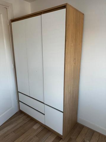 Kledingkast 119x193 cm wit/eiken