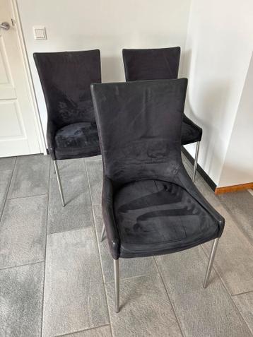 3 stijlvolle eetkamerstoelen - donkergrijs/zwart