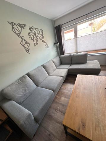 Gratis Hoekbank - Salie Groen, Wit, Grijs Stof - 3x2 Meter