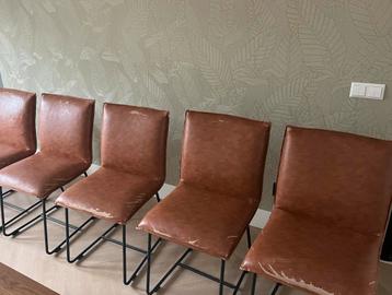GRATIS vandaag ophalen 5 cognac stoelen - opknappen