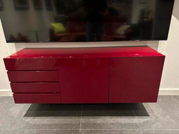 Modern Vrijhangend TV Meubel - Hoogglans Rood