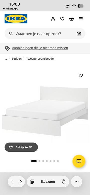 IKEA Malm bed (160x200) met matras, dekbed en kussens