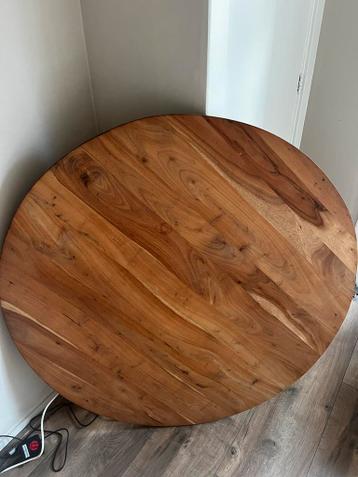 Ronde eettafel 120 cm - Houten blad met metalen poot