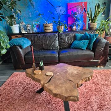 Leren bank 2.20m breed - Gebruikt maar oersterk