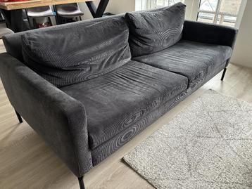 3-zitsbank ribstof grijs