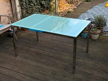 Ikea Torsby Tafel/Bureau met glazen blad en metalen onderste
