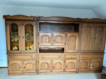 Massief eiken wandmeubel / dressoir / vitrinekast