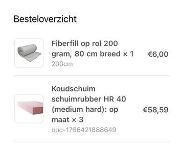 Koudschuim schuimrubber 2x 40x60cm met gratis fiberfill