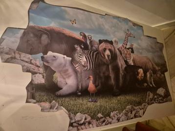 Houten bord met diverse dierenprint - Unieke decoratie