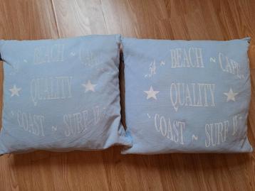 2x kussens lichtblauw