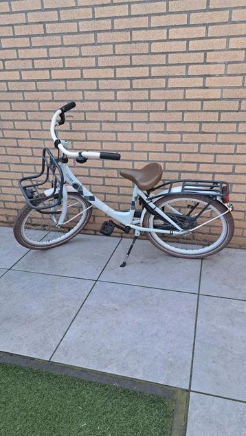 Kinderfiets 22 inch - Wit met bruin zadel