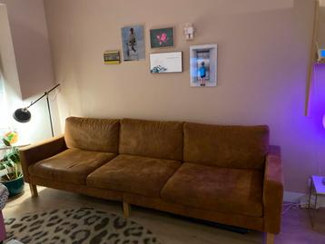 Bruine suède driezitsbank - gratis af te halen