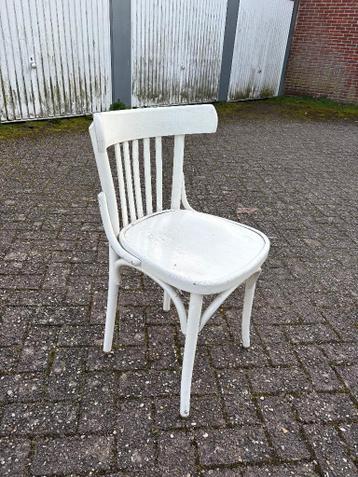 6x witte houten bistro cafe stoelen opknapper