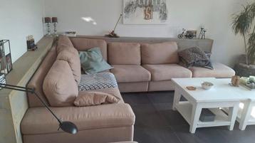 Comfortabele Hoekbank - Beige Stof