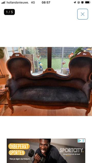 Donkerblauw antiek bank