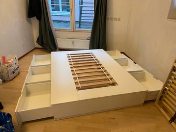 Bed met opbergruimte, 140x210 cm, wit