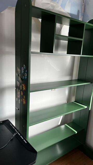 Groene Boekenkast met Meerdere Planken uit elkaar gehaald