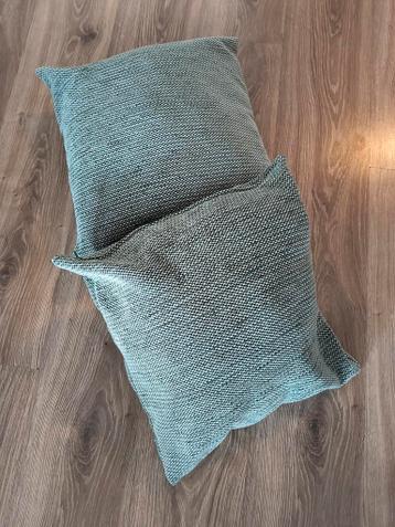 2 Groenblauwe Kussens - Decoratieve Sierkussens
