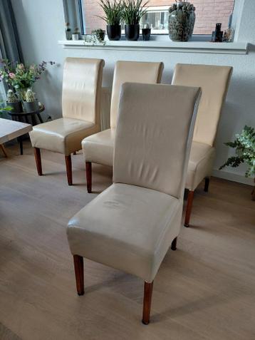 Set van 4 comfortabele eetkamerstoelen - Beige