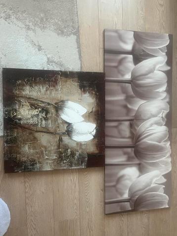 GRATIS OPHALEN Set van 4 schilderijen met tulpenmotief
