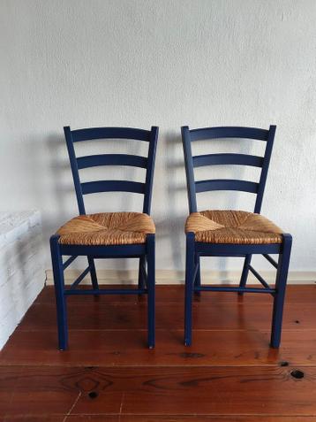 Gratis Oudhollandse stoelen met rieten zitting, blauw