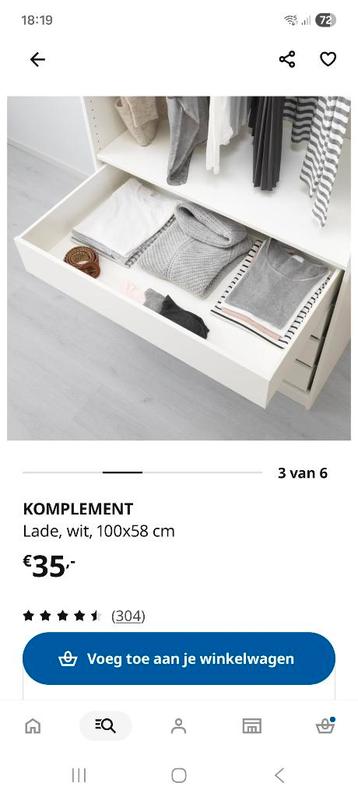 Komplement lades voor Ikea Pax