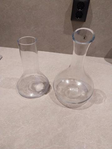 Set van 2 glazen karaffen/vazen