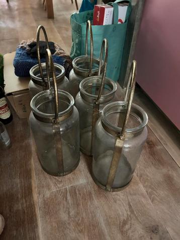 5x Glas en Metaal Lantaarns