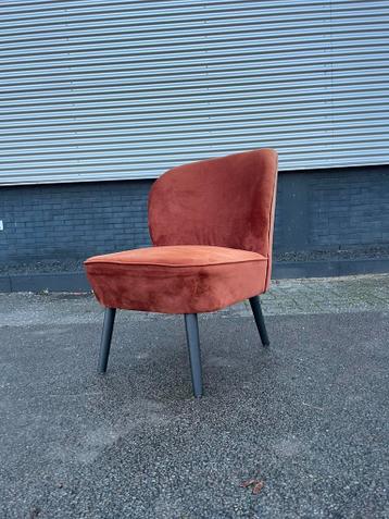 Velvet fauteuil / stoel fluweel oranje / bruin