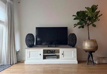Stijlvol TV-meubel 180 cm breed - Wit met eiken  blad
