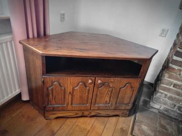 Massief eiken hoekkastje met opbergruimte