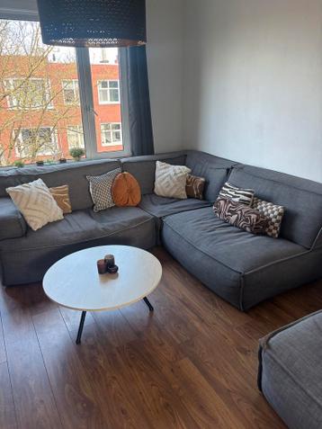 Grote modulaire bank met hocker - Grijs