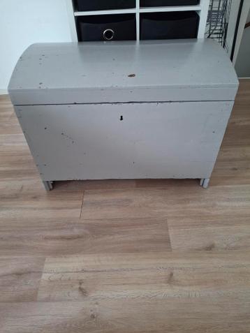 Vintage houten kist - grijs geverfd
