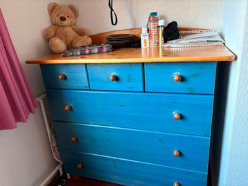 Mexicaanse grenen ladekast - Blauw geverfd